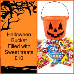 Swizzle filled Halloween sweet bucket