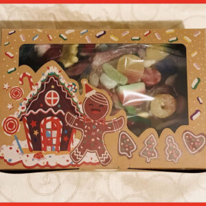 1kg Christmas window Sweet Box and gift tag